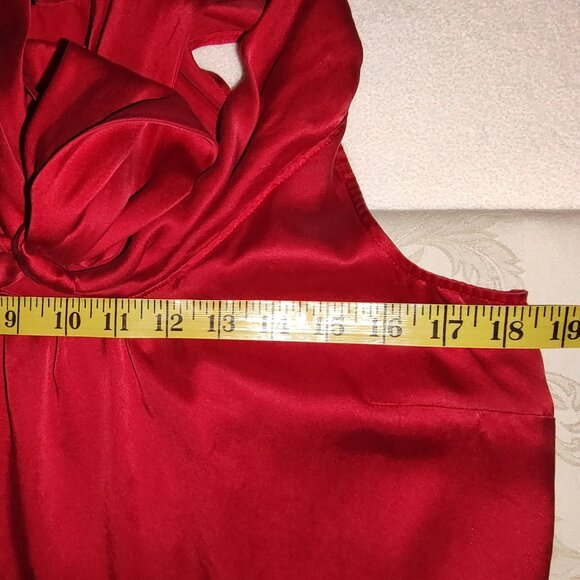 WHITE HOUSE BLACK MARKET SLVLS BLOUSE BIAS CUT LONG TIES PULLOVER RED SZ SMALL - Picture 5 of 9